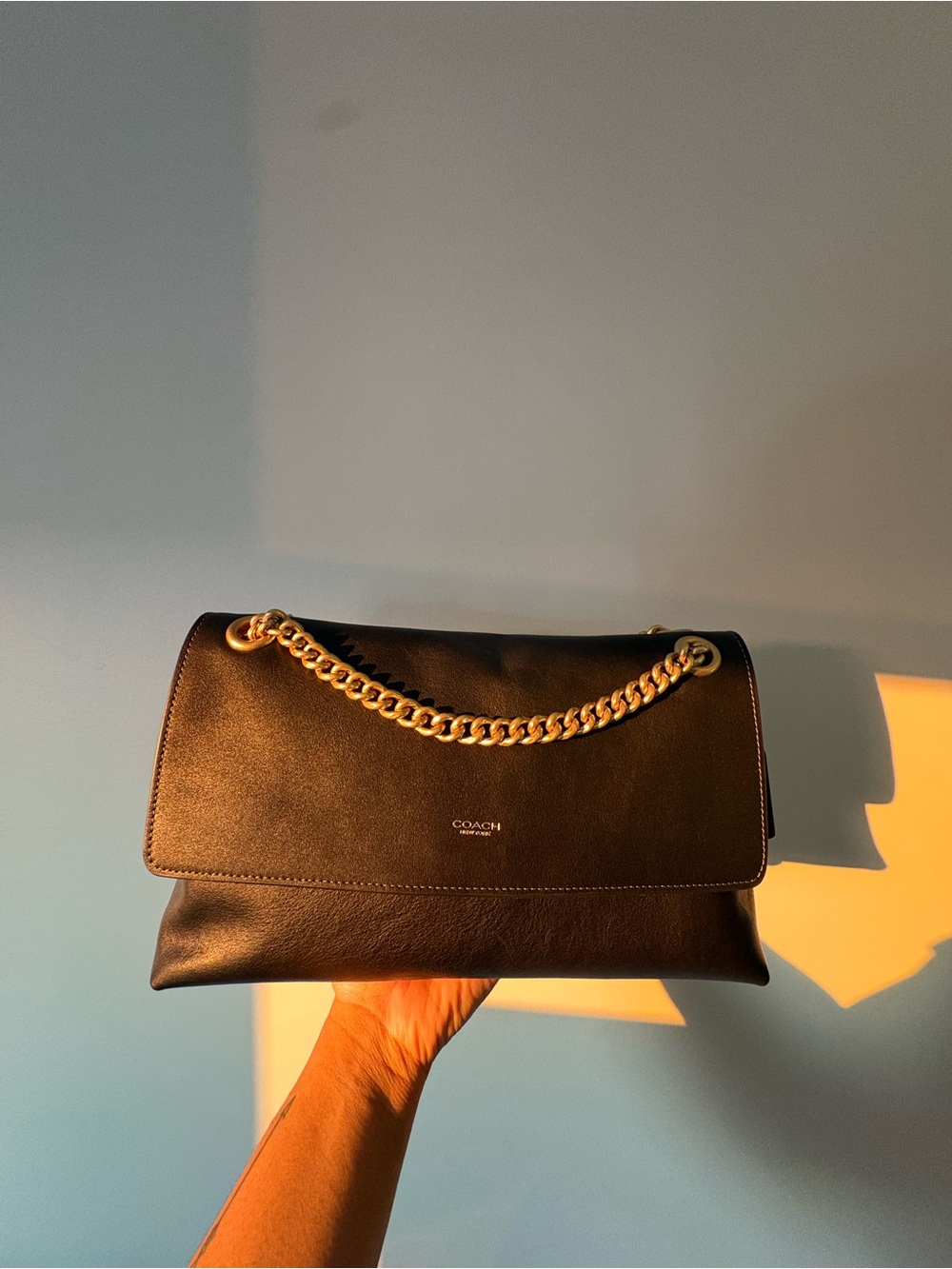 Coach Chain Chelsea Shoulder Bag 30 in Black - Picture 6 of 11